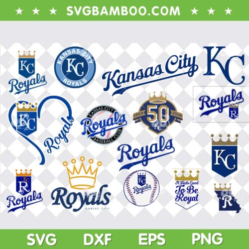 Kansas City Royals SVG Bundle, Kansas City Royals Logo SVG Bundle, MLB Sports Logo DXF SVG PNG EPS