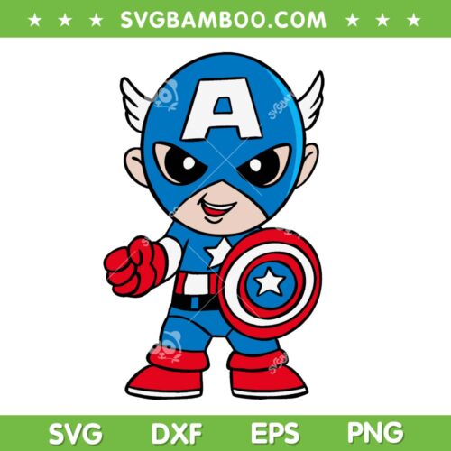 Kids Captain America SVG PNG, Marvel Avengers Heroes Captain America SVG, Captain America Super Kid DXF SVG PNG EPS
