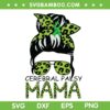 Leopard Messy Bun Cerebral Palsy SVG PNG, Cerebral Pals Mama SVG, Messy Bun Green Leopard DXF SVG PNG EPS