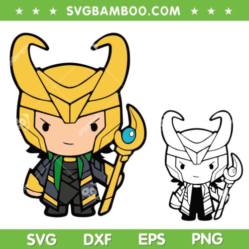 Loki Chibi SVG PNG, Avengers Baby Loki SVG, Loki Marvel Crown DXF SVG PNG EPS