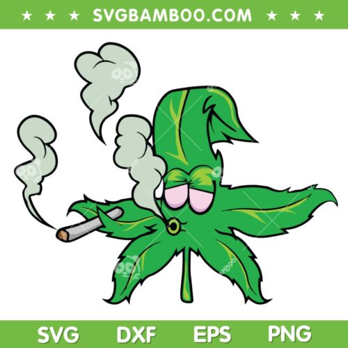 Marijuana Leaf Smoking SVG PNG, Funny Smoke Weed Cannabis SVG, Cannabis Smoke DXF SVG PNG EPS