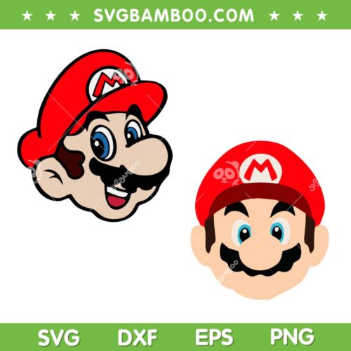Mario Big Face SVG PNG, Super Mario Bros Head SVG, Mario Cartoon DXF SVG PNG EPS