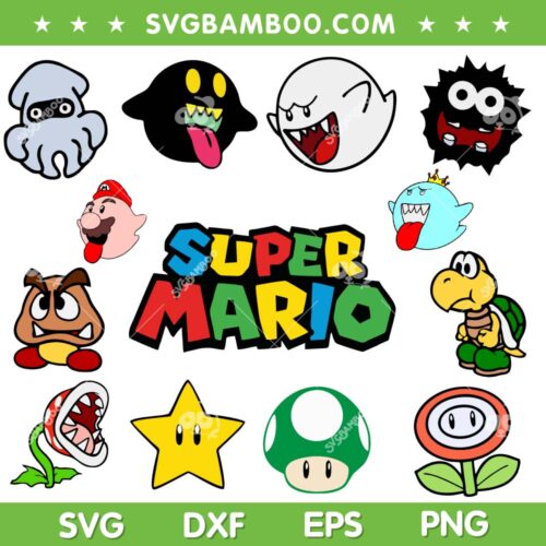 Mario Monster Pack SVG Bundle, Super Mario Characters SVG Bundle, Super Mario DXF SVG PNG EPS