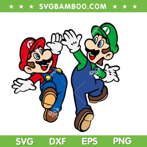 Mario And Luigi Highfive SVG PNG, Super Mario Brothers SVG, Luigi Logo DXF SVG PNG EPS
