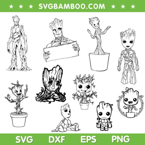 Marvel Groot SVG Bundle, Guardians Of The Galaxy Groot SVG Bundle, Baby Groot DXF SVG PNG EPS