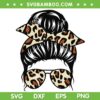 Messy Bun Cheetah SVG PNG, Messy Bun Leopard SVG, Mom Life Messy Bun DXF SVG PNG EPS