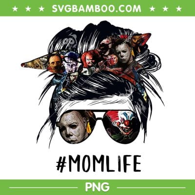 Messy Bun Horror Movies PNG, Messy Bun Mom Life Halloween PNG, Mothers Day PNG