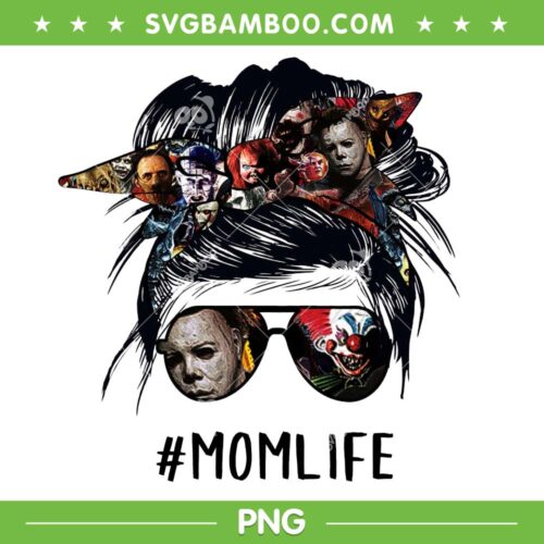 Messy Bun Horror Movies PNG, Messy Bun Mom Life Halloween PNG, Mothers Day PNG
