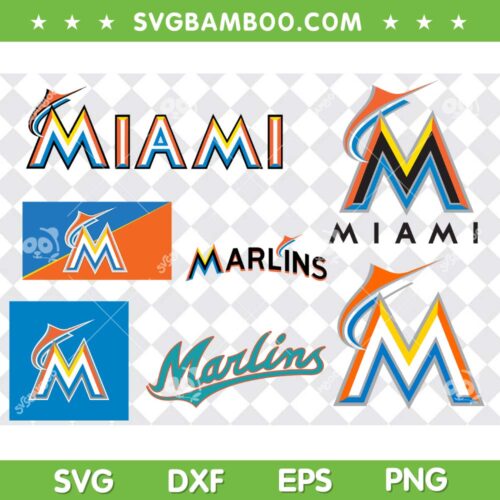 Miami Marlins SVG Bundle, Miami Marlins Logo SVG Bundle, Sport Logo DXF SVG PNG EPS