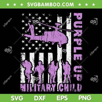 Military Child Purple Up American Flag SVG PNG, Purple Up Military Child SVG, Retro American Flag DXF SVG PNG EPS