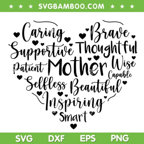 Mother Heart Quote SVG PNG, Mother Heart In Saying SVG, Mom Love Quote DXF SVG PNG EPS