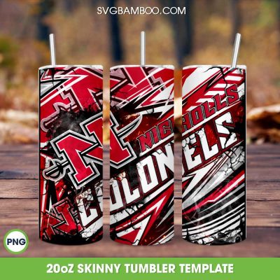 Nicholls Colonels Tumbler Wrap PNG, Nicholls State Colonels Tumbler Template Sublimation, HBCU Basketball 20oz Skinny Tumbler PNG