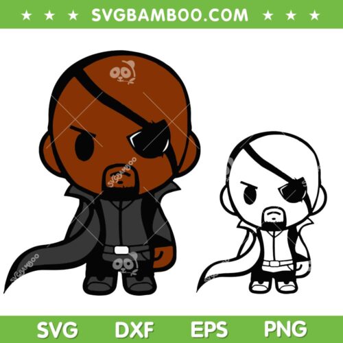 Nick Fury Chibi SVG PNG, Marvel Avengers Fury SVG, Chibi Avengers DXF SVG PNG EPS