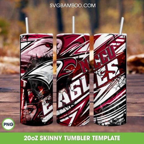 North Carolina Central Eagles Tumbler Wrap PNG, NCCU Eagles Basketball Tumbler Template Sublimation, HBCU University 20oz Skinny Tumbler PNG