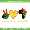 Peace Love Juneteenth 2023 SVG PNG, Black History Month SVG, Freedom Day DXF SVG PNG EPS Peace Love Juneteenth 2023 SVG PNG, Black History Month SVG, Freedom Day DXF SVG PNG EPS
