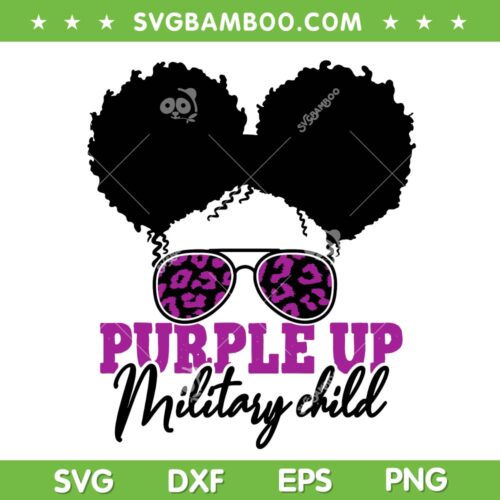 Purple Up Military Child SVG PNG, Girl Leopard Sunglasses Purple Up Military SVG, Military Child Month DXF SVG PNG EPS