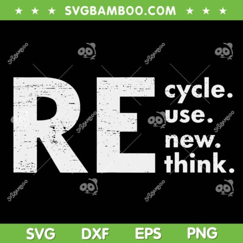 Recycle Reuse Renew Rethink SVG PNG, Crisis Environmental Activism SVG, Contains Recycled Parts DXF SVG PNG EPS