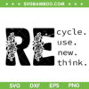 Recycle Reuse Renew Rethink Black and White SVG, Earth Day 2023 SVG PNG, Environmental Activism DXF SVG PNG EPS