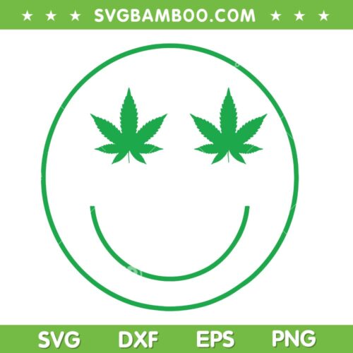 Smiley 420 Marijuana SVG PNG, Weed Smiley Face SVG, Cannabis Smiley DXF SVG PNG EPS