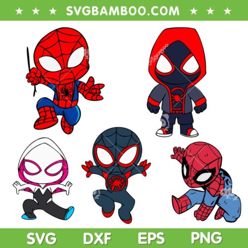 Spider Man Chibi SVG Bundle, Baby Spiderman SVG Bundle, Marvel Chibi Spider Man DXF SVG PNG EPS