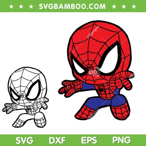Spider Man Chibi SVG PNG, Kids Avengers Heroes Spiderman SVG, Superhero Chibi DXF SVG PNG EPS
