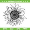 Sunflower For Mothers Day SVG PNG, Black And White Sunflower Art SVG, Sunflower Black DXF SVG PNG EPS