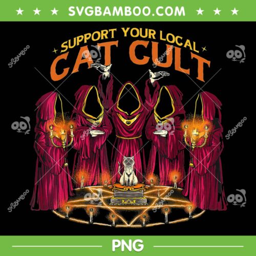 Support Your Local Cat Cult PNG, Let's Start A Cult PNG, Retro Occult PNG