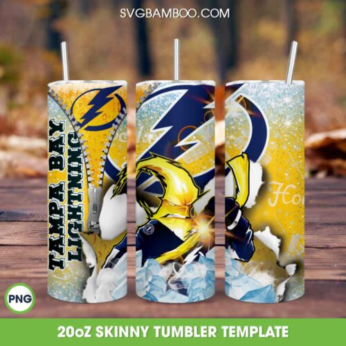 Tampa Bay Lightning Tumbler Wrap, Tampa Bay Lightning Logo Tumbler Template Sublimation, Hockey Sports 20oz Skinny Tumbler PNG