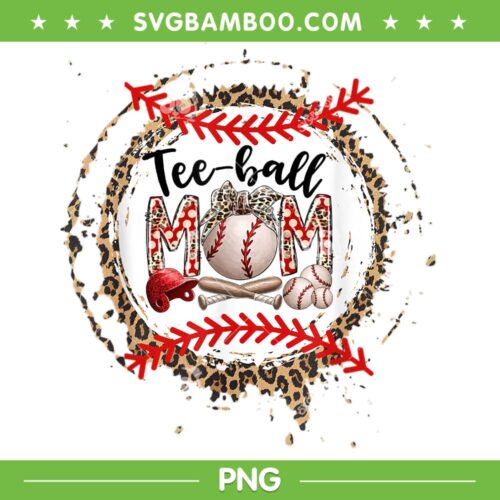 Tee Ball Mom Leopard PNG, Baseball Mom Leopard Mother's Day PNG, Tee Ball Mom PNG