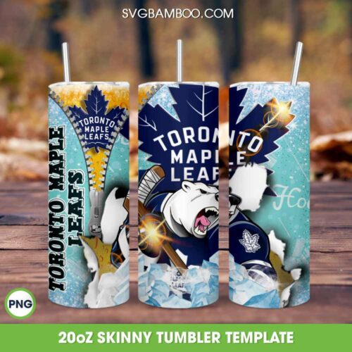 Toronto Maple Leafs Tumbler Wrap, Toronto Maple Leafs Zipper Tumbler Template Sublimation, NHL Hockey Teams 20oz Skinny Tumbler PNG