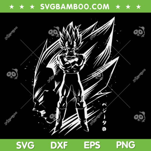 Vegeta Anime SVG PNG, Dragon Ball Z Vegeta SVG, Black And White Super Saiyan Vegeta DXF SVG PNG EPS