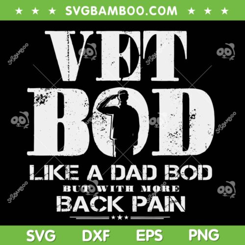 Vet Bod Like A Dad Bod But With More Back Pain SVG PNG, Retro Vet Bod SVG, Happy Fathers Day DXF SVG PNG EPS