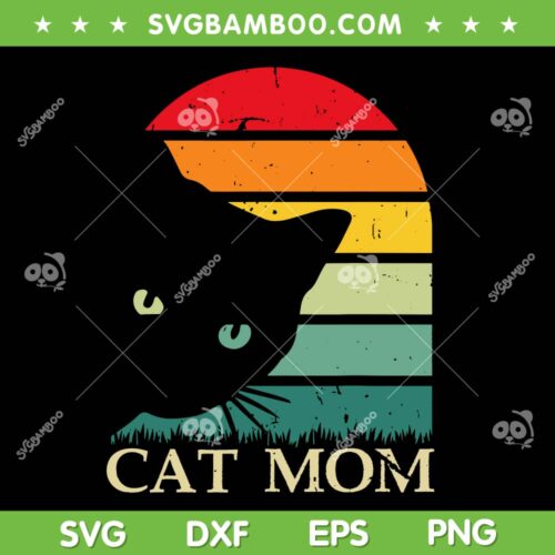 Vintage Cat Mom SVG PNG, Retro Cat Lover SVG, Funny Black Cat DXF SVG PNG EPS