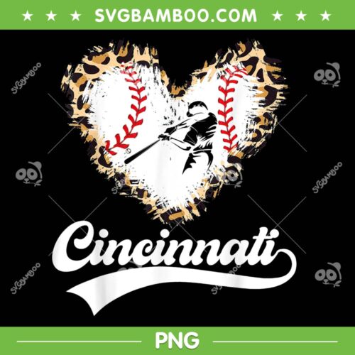 Vintage Cincinnati City Baseball Leopard PNG, Lovers Baseball Fan PNG, Cincinnati USA PNG