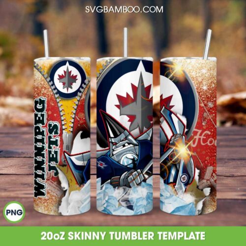 Winnipeg Jets Tumbler Wrap, Winnipeg Jets Zipper Tumbler Template Sublimation, NHL Teams 20oz Skinny Tumbler PNG