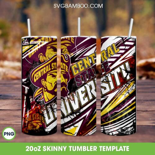 Central State University Basketball Tumbler Wrap PNG, Central State University Tumbler Template Sublimation, HBCU Team 20oz Skinny Tumbler PNG