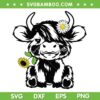 Highland Cow Sunflower SVG PNG, Cute Cow Happy Mothers Day SVG, Buffalo With Sunflowers DXF SVG PNG EPS