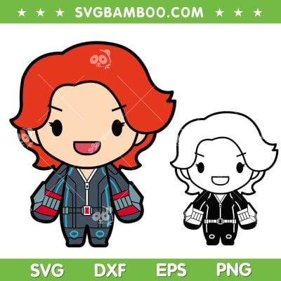 Natasha Romanoff Chibi SVG PNG, Avengers Hero Black Widow SVG, Cartoon Chibi DXF SVG PNG EPS
