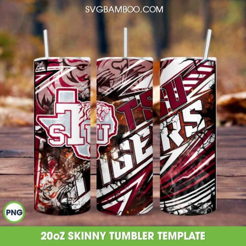 Texas Southern Tigers Tumbler Wrap PNG, Texas Southern University Tumbler Template Sublimation, HBCU Basketball Teams 20oz Skinny Tumbler PNG