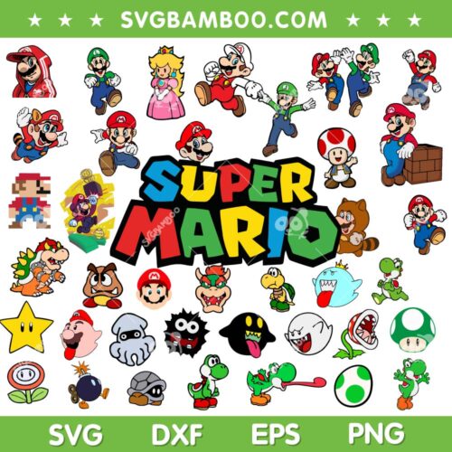 Super Mario All Characters SVG Bundle, Mario Bros Mega SVG Bundle, Paper Mario DXF SVG PNG EPS