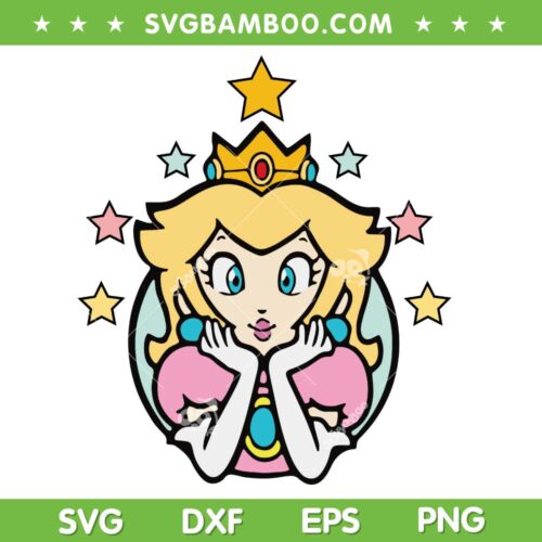 Princess Peach Happy SVG PNG, Princess Peach Super Mario SVG, Super Mario Princess DXF SVG PNG EPS