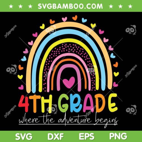 4th Grade Rainbow Teacher SVG PNG, Fourth Grade Squad SVG, Back To School DXF SVG PNG EPS