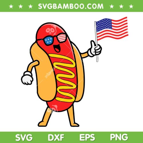 4th of July Hot Dog SVG PNG, Patriotic Hotdog American Flag SVG, Funny Hot Dog Flag DXF SVG PNG EPS