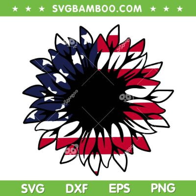 4th Of July Sunflower SVG PNG, Sunflower American Flag SVG, Patriotic Flower DXF SVG PNG EPS