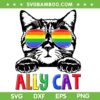 Ally Cat Rainbow Gay Pride SVG PNG, LGBT Animal Black Cat SVG, Ally Cat LGBTQ DXF SVG PNG EPS