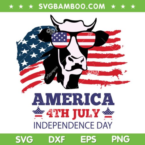 America 4th July Independence Day Heifer SVG PNG, Cow Independence Day SVG, American Flag DXF SVG PNG EPS