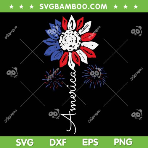 America Sunflower 4th Of July SVG PNG, Independence Day Patriotic SVG, USA Flag Flower DXF SVG PNG EPS