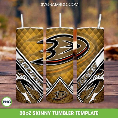 Anaheim Ducks Football Tumbler Template PNG, NHL Football Team Tumbler Wrap PNG, Ducks Logo Tumbler 20oz Skinny PNG