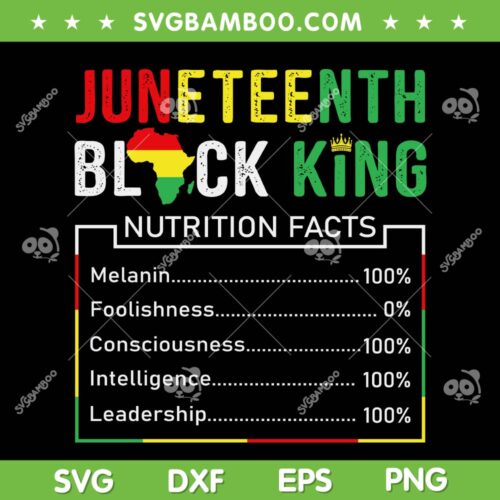 Awesome Juneteenth Black King Nutrition Facts SVG, Melanin King Fathers Day SVG, Black History Month DXF SVG PNG EPS