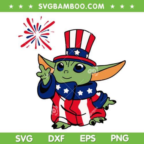 Baby Yoda Firework 4th Of July SVG PNG, Star Wars Grogu American Flag SVG, Baby Yoda USA Flag DXF SVG PNG EPS